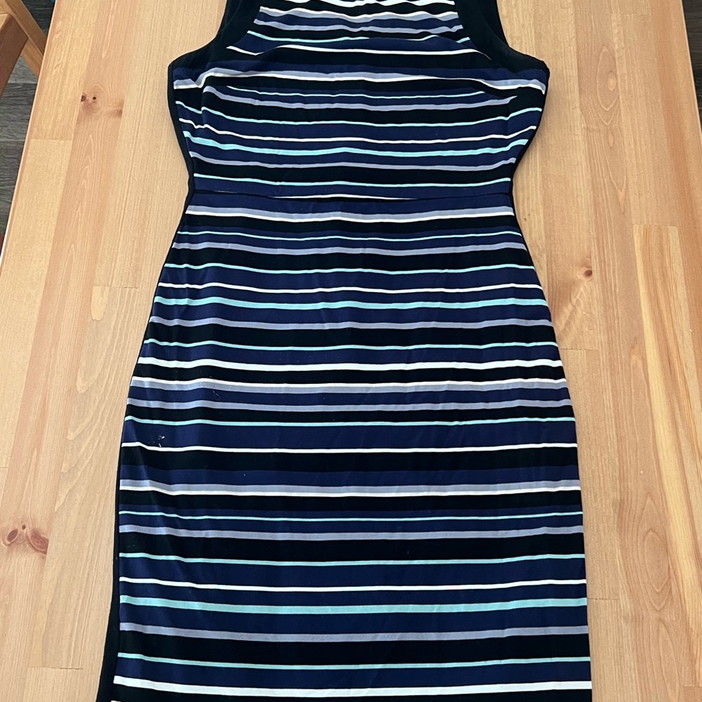 White House Black Market Blue Sleeveless Halter Sheath Dress Knee-Length